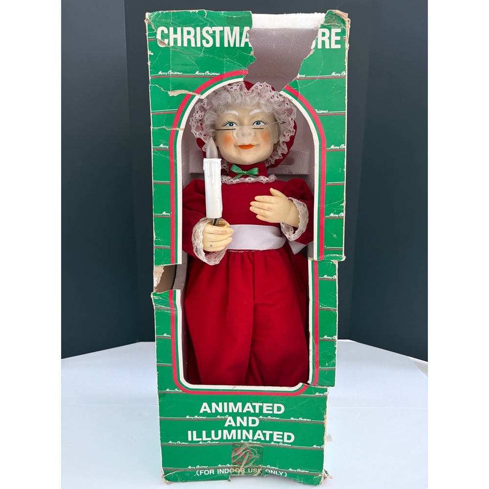 Vintage Lidco Mrs Claus Illuminated Christmas‎ Figure 24 Inch Red Velvet